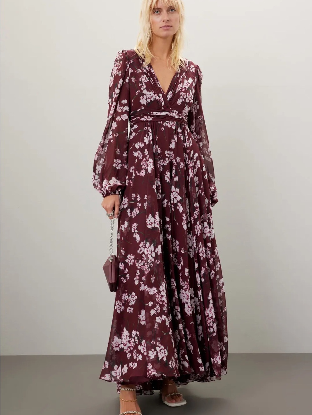 Ieena for MacDuggal Floral Chiffon Gown Size 8